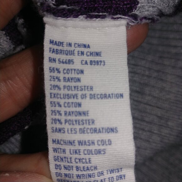 American Eagle: Purple & Grey Striped Waffle Knit Long Cardigan Sweater: Size L - Picture 9 of 9